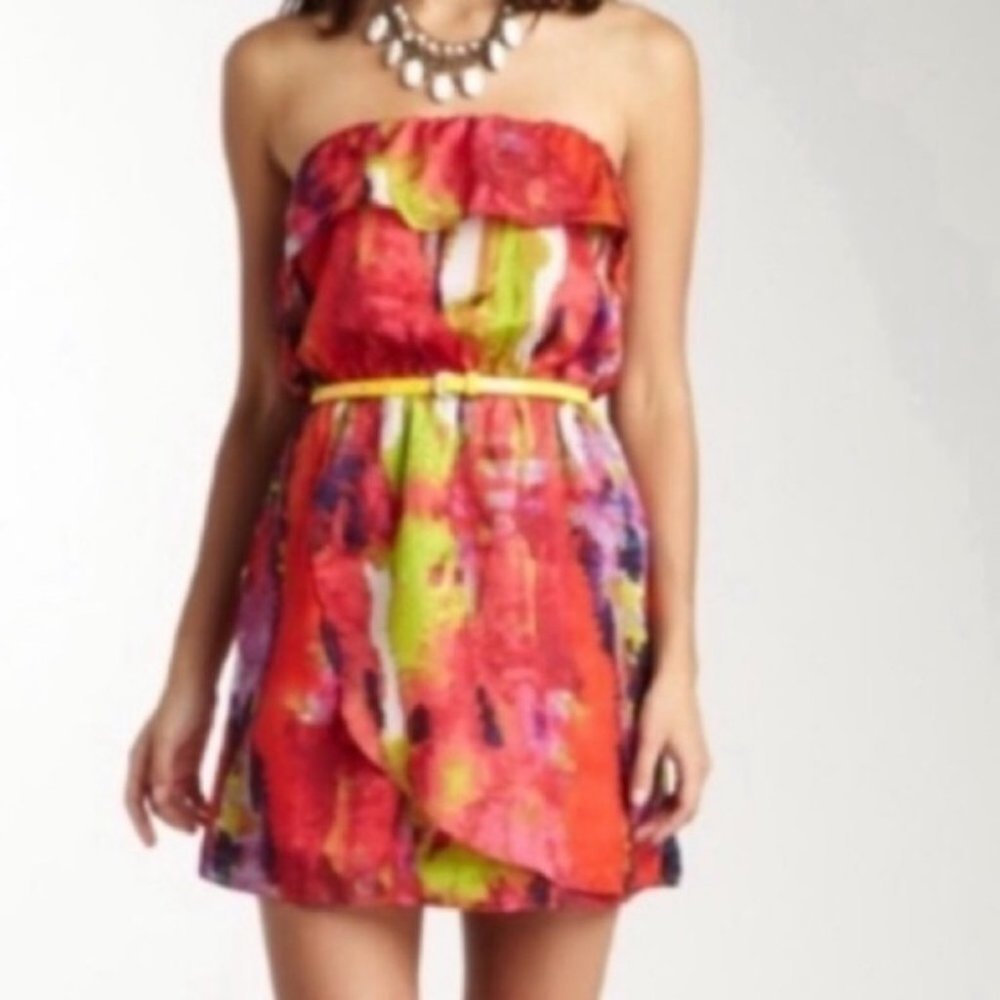 ❣️MM COUTURE❣️PRINTED STRAPLESS DRESS❣️